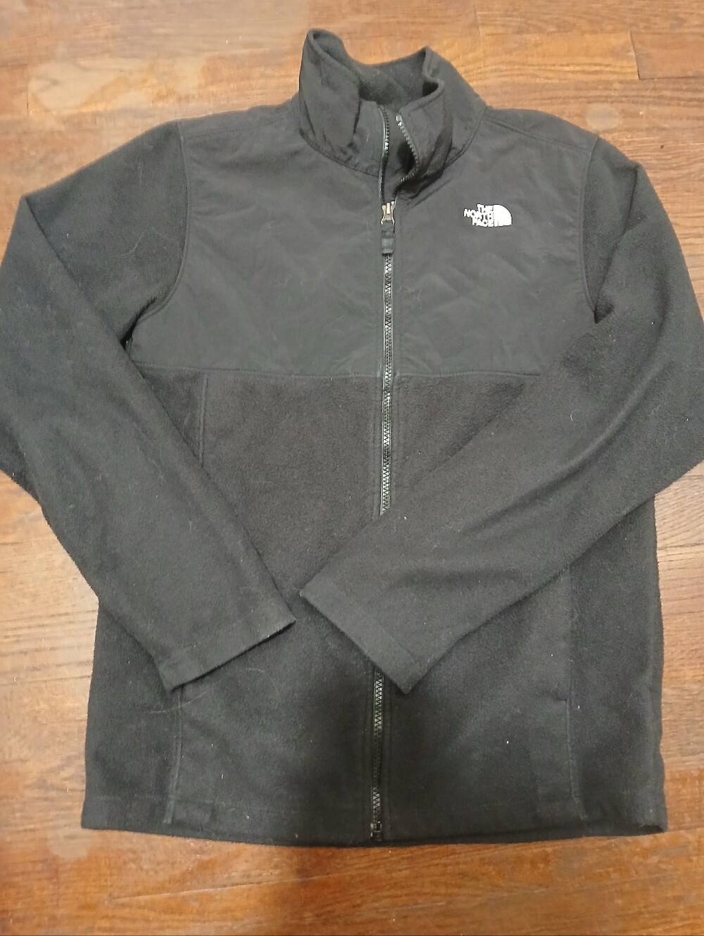 The North Face Boys Black Full-Zip Fleece Jacket with Stand Collar
